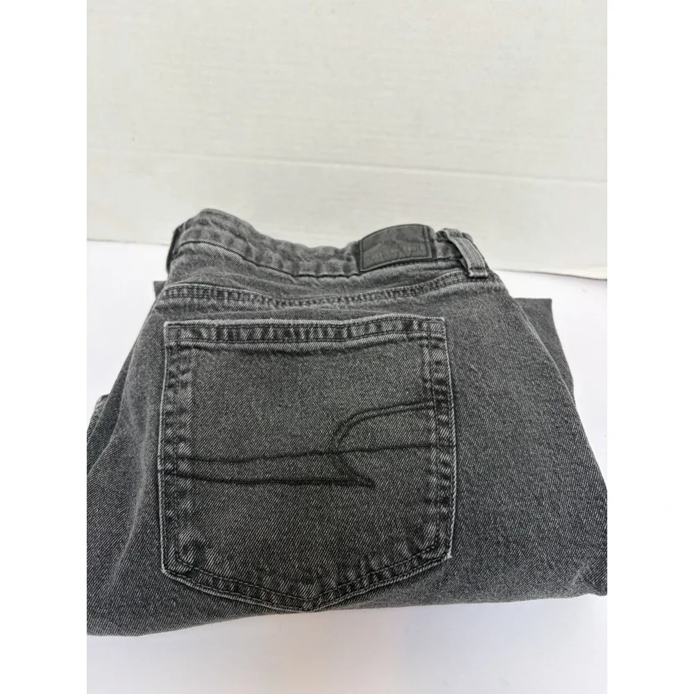 American Eagle Stretch Mid-Rise Curvy Straight Gray Denim Jeans Size 16 READ